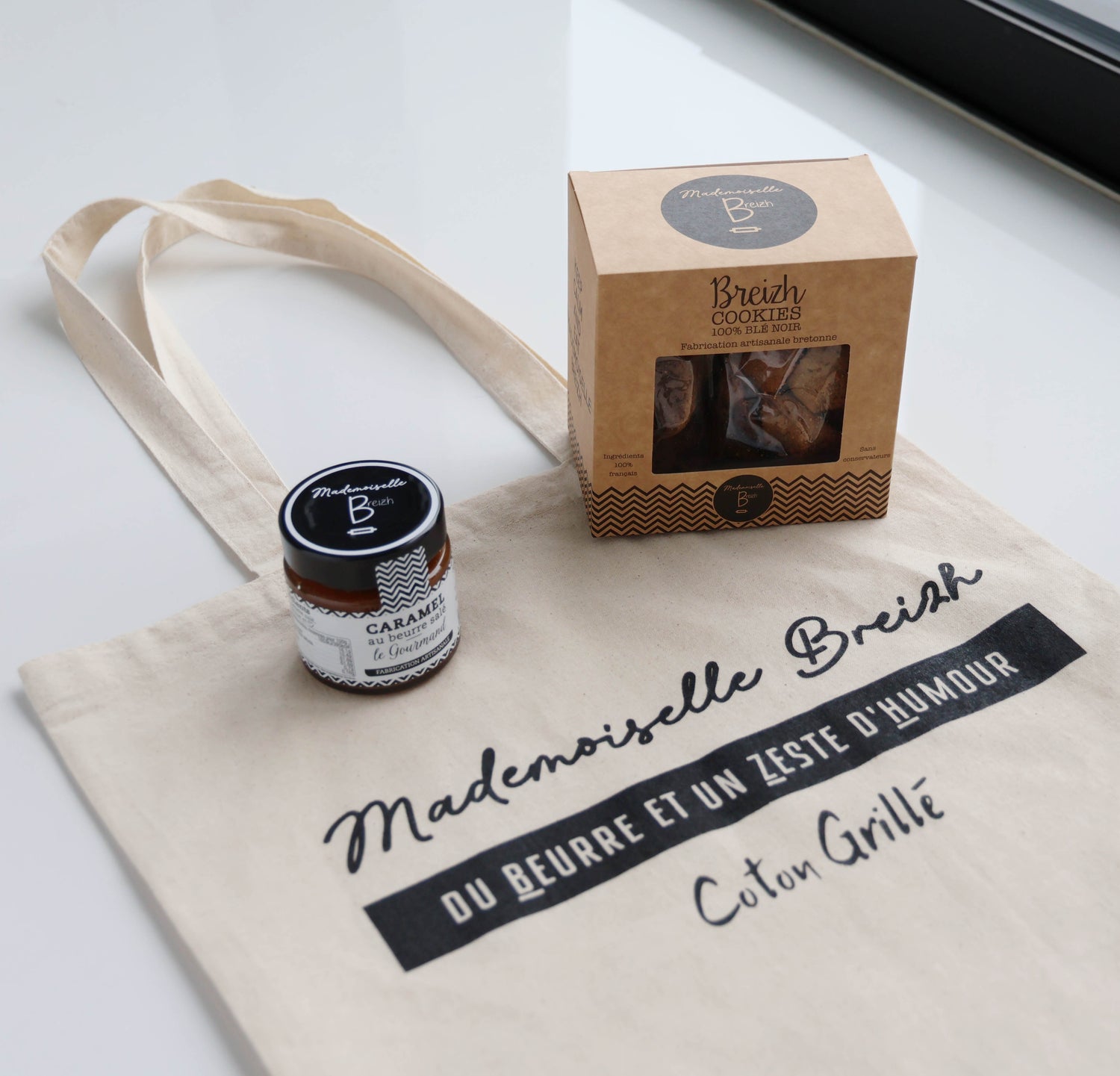 Le trio de choc : Tote Bag, Caramel & Breizh Cookies