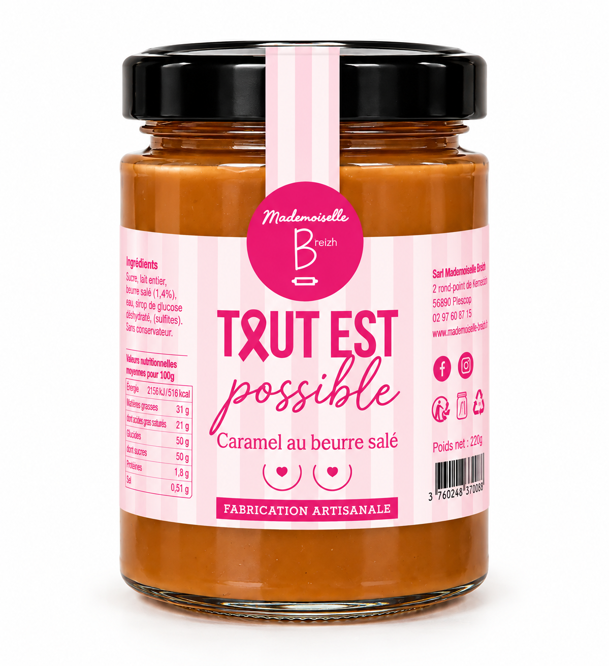 Caramel au beurre salé 220g - Édition Octobre Rose