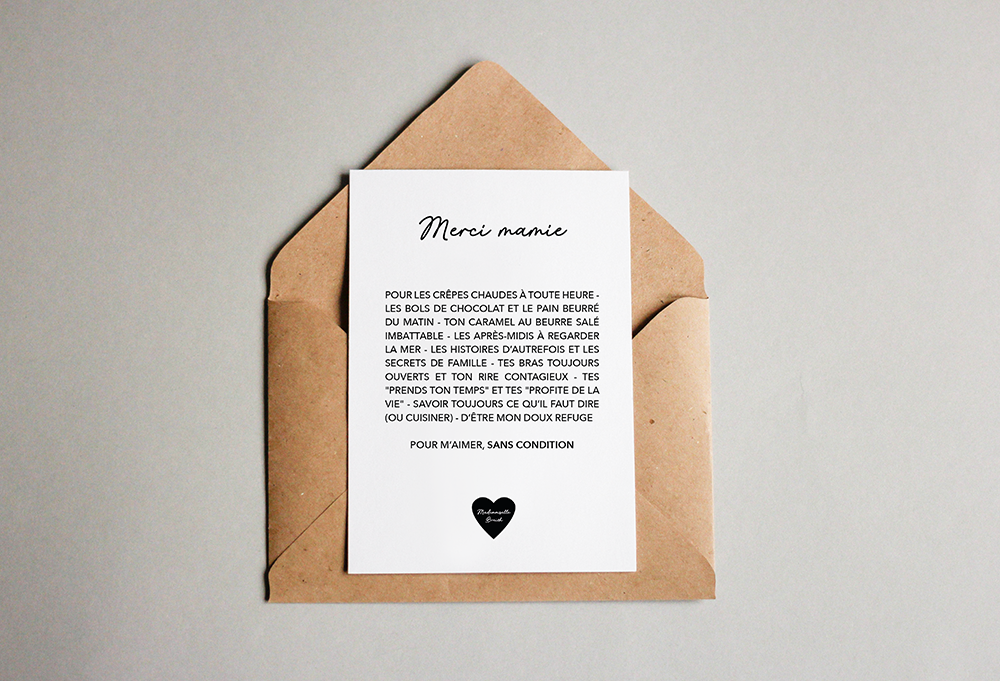 Carte postale Merci mamie